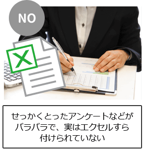 せっかくとったアンケートなどがバラバラで管理できてない