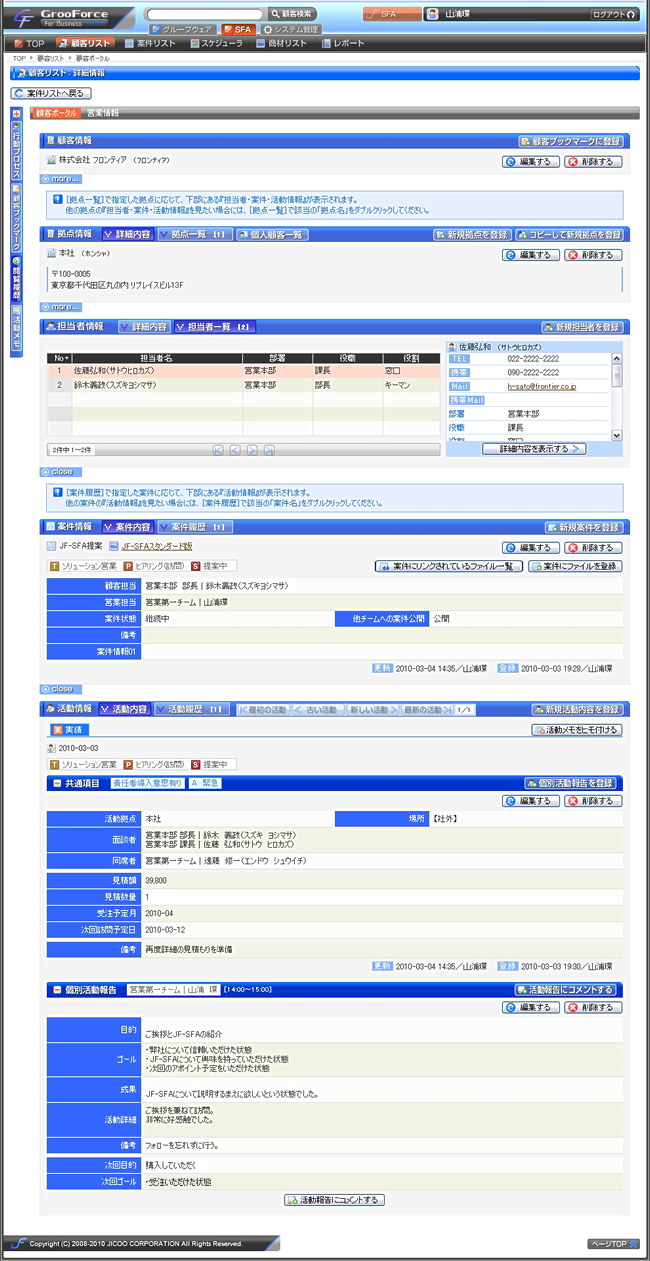 Sfa 営業支援システムなら Www Grooforce Com 顧客管理